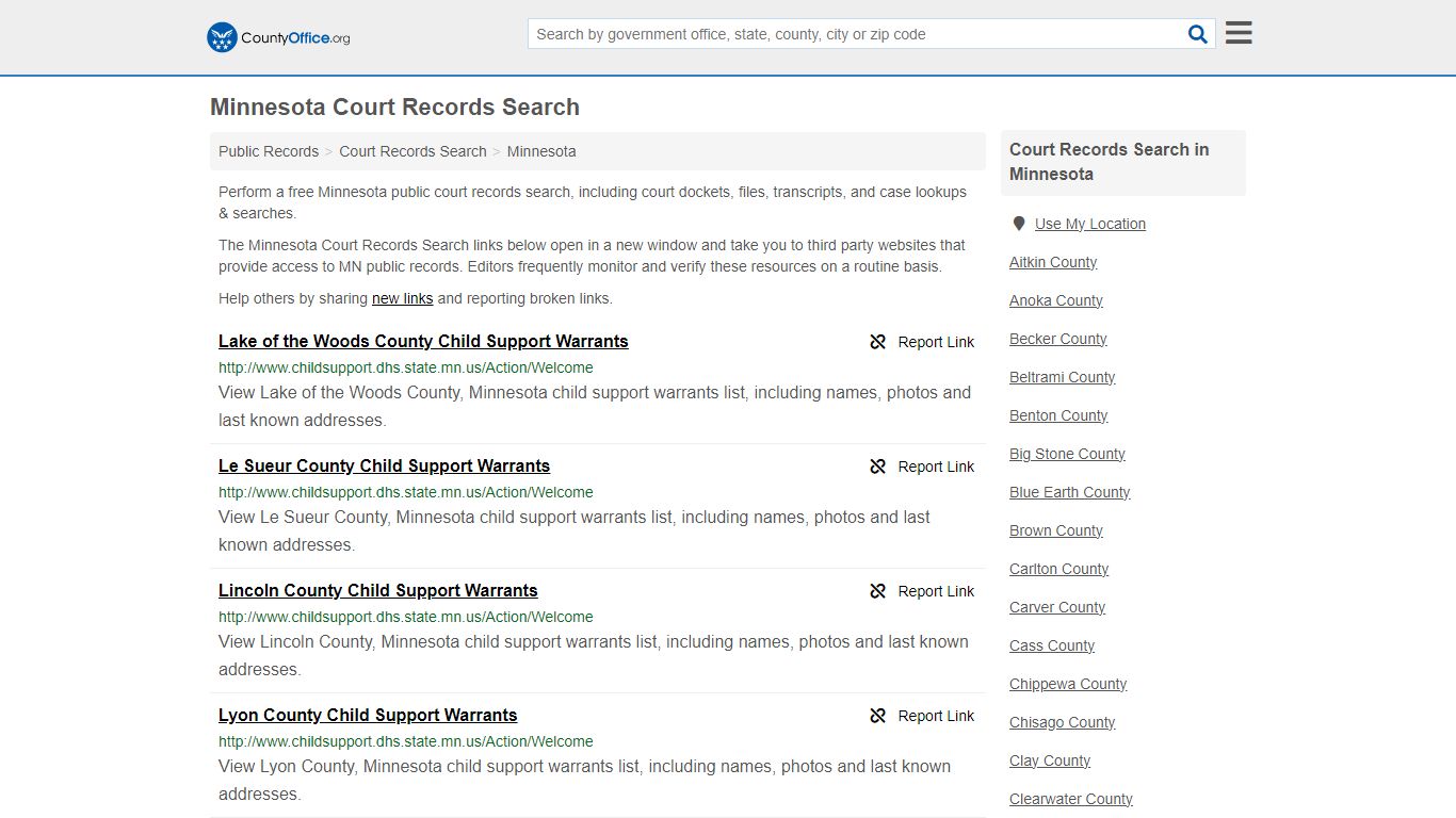 Minnesota Court Records Search - County Office
